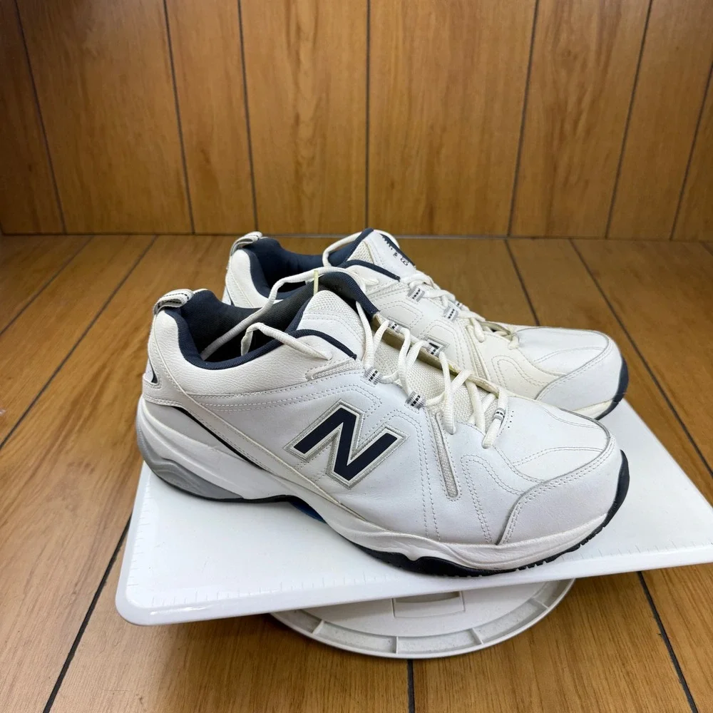 New Balance 608v4 Mens White Navy Leather Training Shoes MX608V4W Size 15 4E